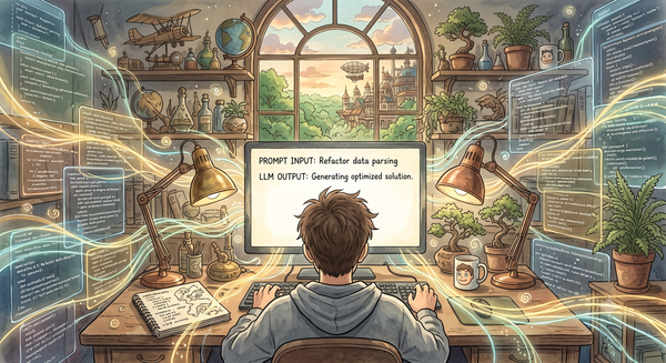 Person using AI Agent for work in fantasy setting 🕶️